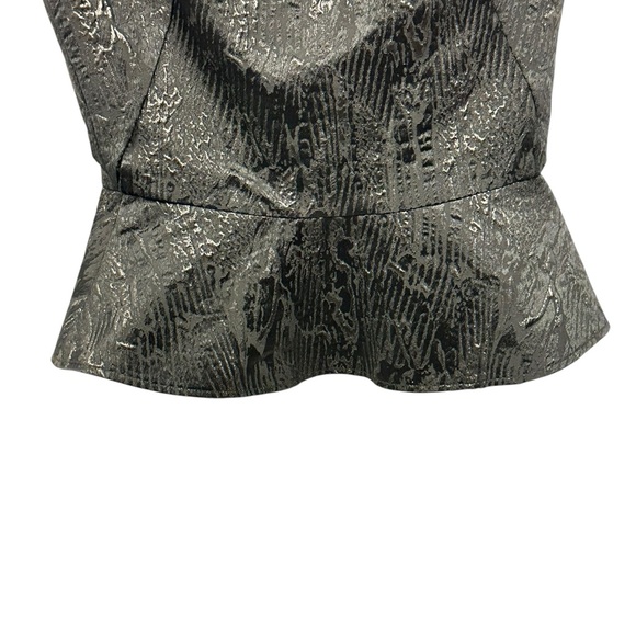 Amen Couture Black Beaded Jacquard Peplum Cocktail Top | Size 4 - Picture 3 of 10